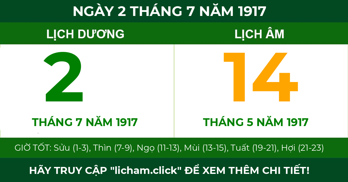 lịch âm ngày 2 tháng 7 năm 1917