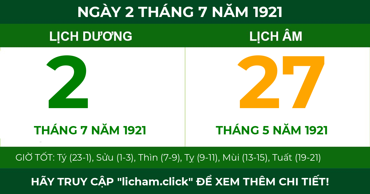 lịch âm ngày 2 tháng 7 năm 1921