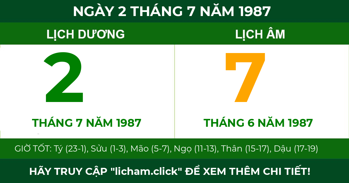 lịch âm ngày 2 tháng 7 năm 1987