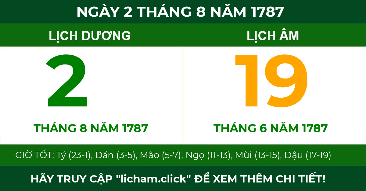 lịch âm ngày 2 tháng 8 năm 1787