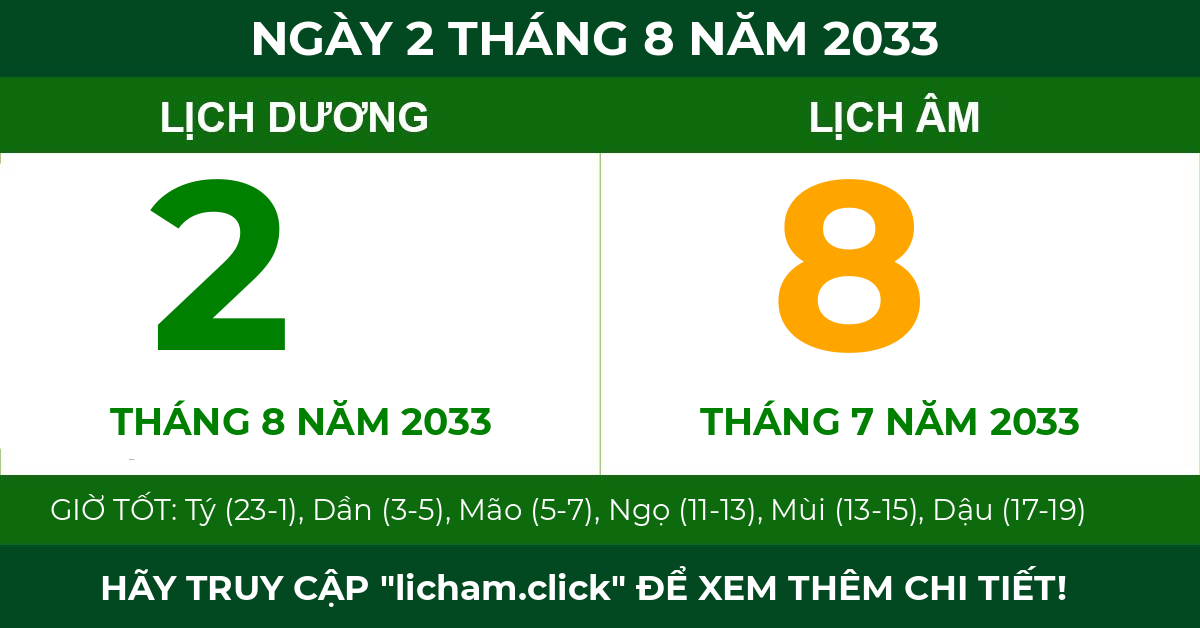 lịch âm ngày 2 tháng 8 năm 2033