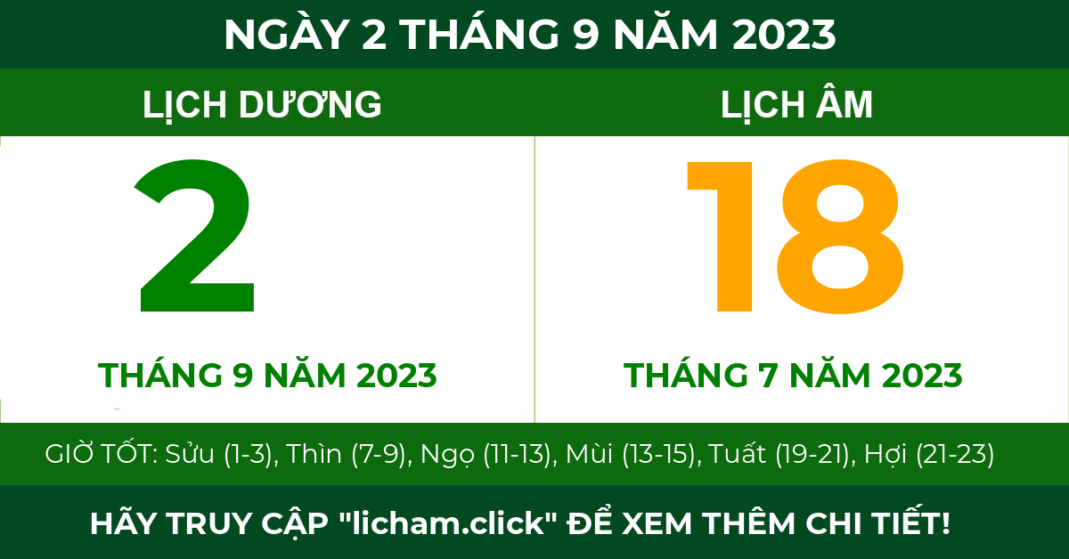 lịch âm ngày 2 tháng 9 năm 2023