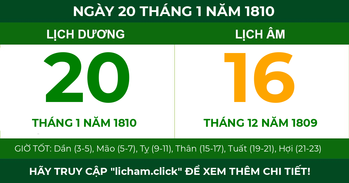 lịch âm ngày 20 tháng 1 năm 1810