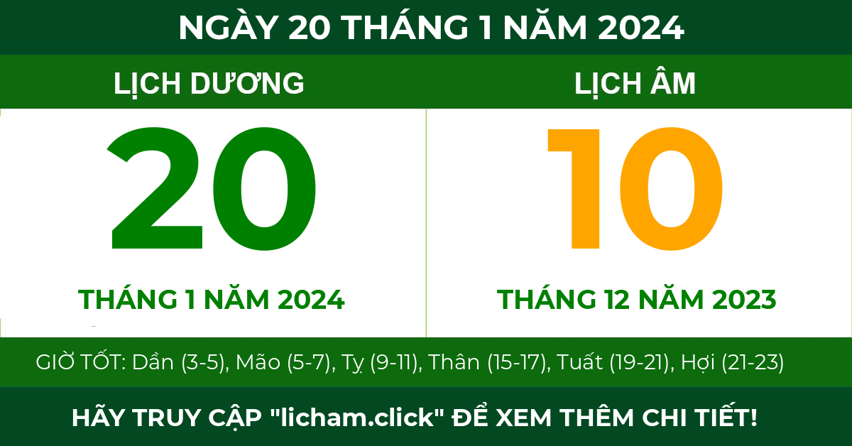 lịch âm ngày 20 tháng 1 năm 2024
