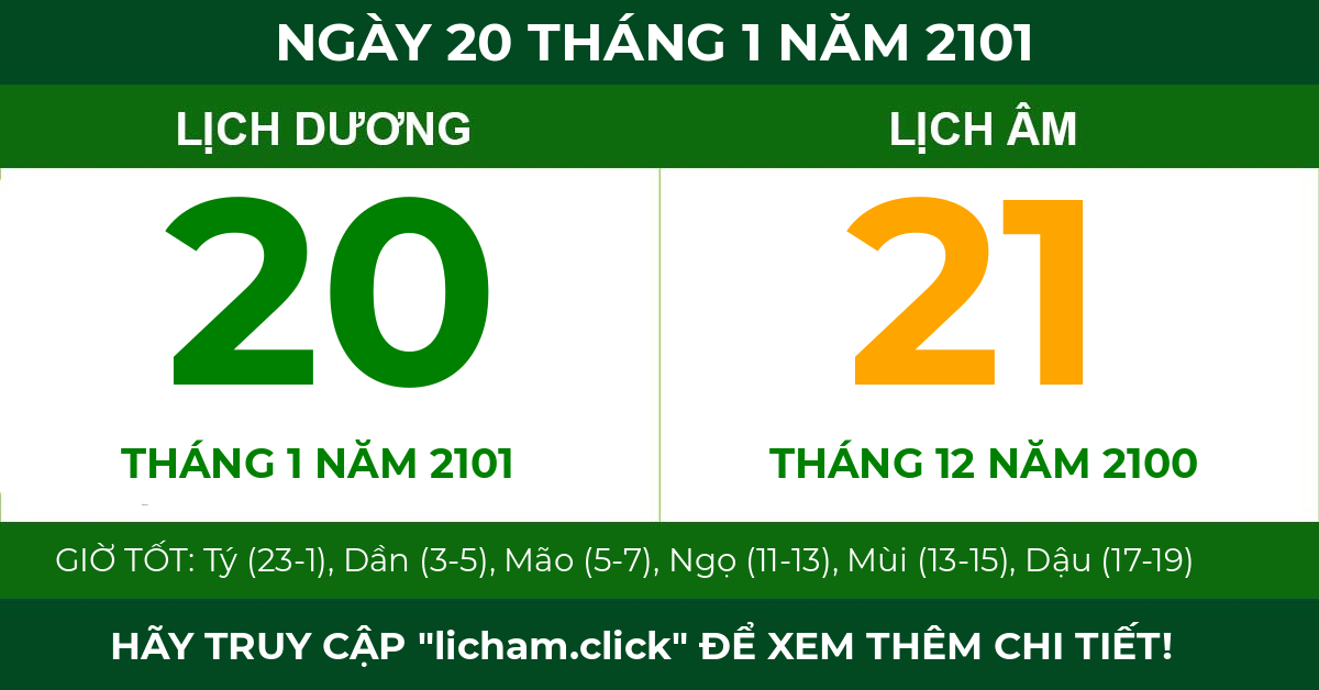 lịch âm ngày 20 tháng 1 năm 2101