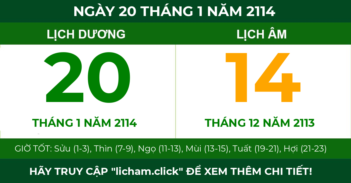 lịch âm ngày 20 tháng 1 năm 2114