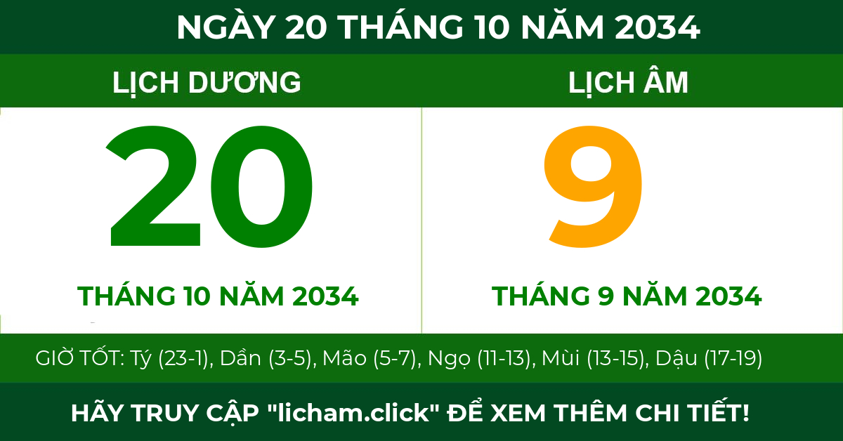 lịch âm ngày 20 tháng 10 năm 2034
