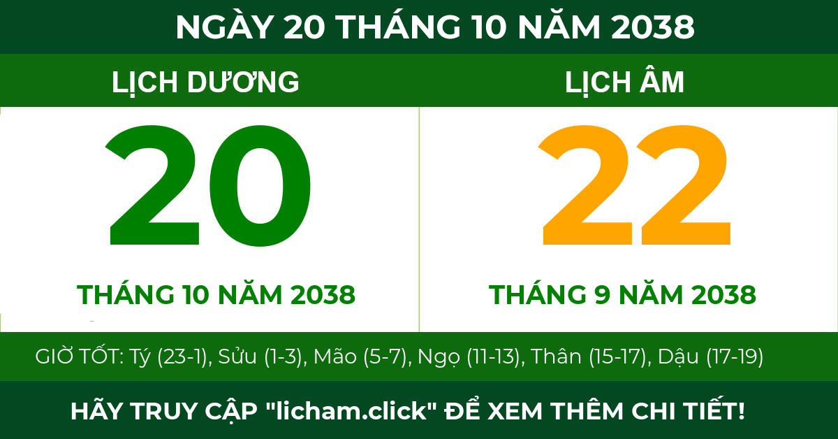 lịch âm ngày 20 tháng 10 năm 2038