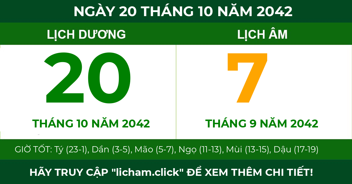 lịch âm ngày 20 tháng 10 năm 2042