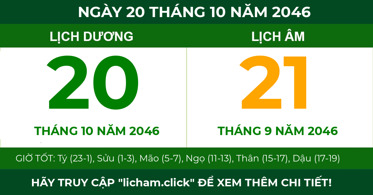 lịch âm ngày 20 tháng 10 năm 2046