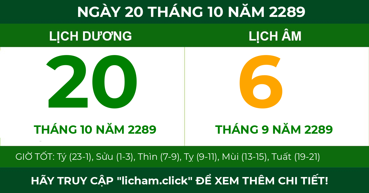 lịch âm ngày 20 tháng 10 năm 2289