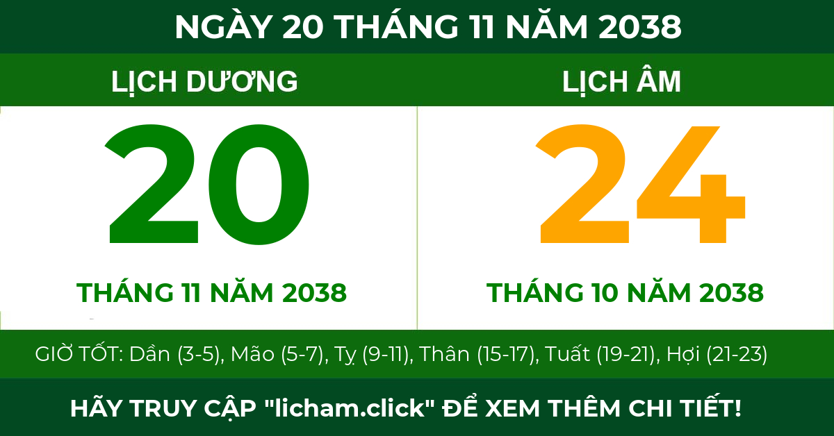 lịch âm ngày 20 tháng 11 năm 2038