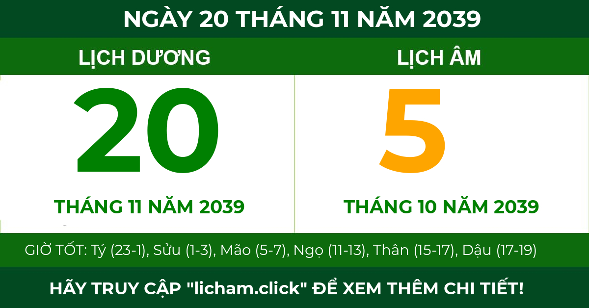 lịch âm ngày 20 tháng 11 năm 2039