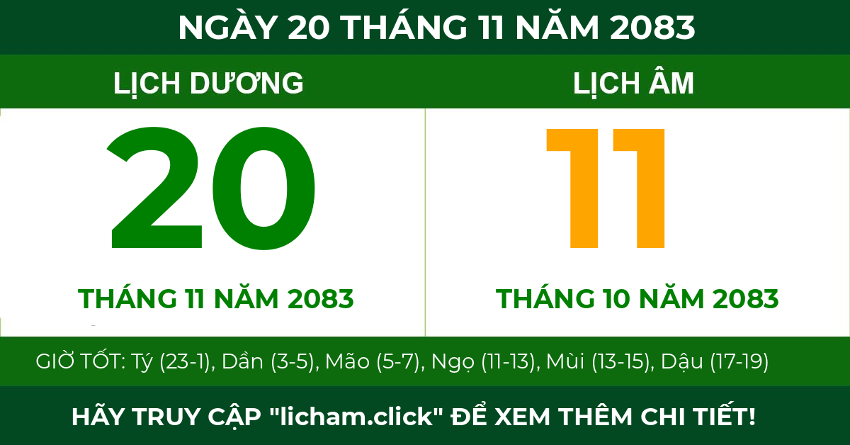 lịch âm ngày 20 tháng 11 năm 2083