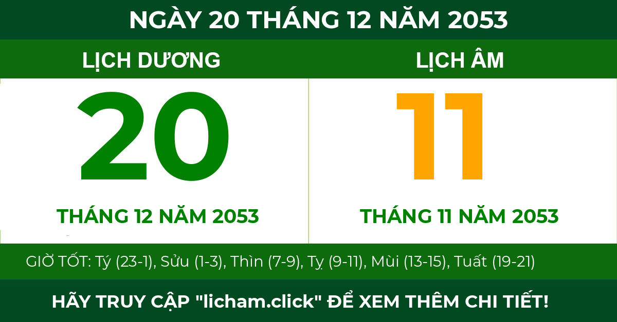 lịch âm ngày 20 tháng 12 năm 2053