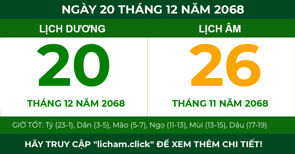 lịch âm ngày 20 tháng 12 năm 2068