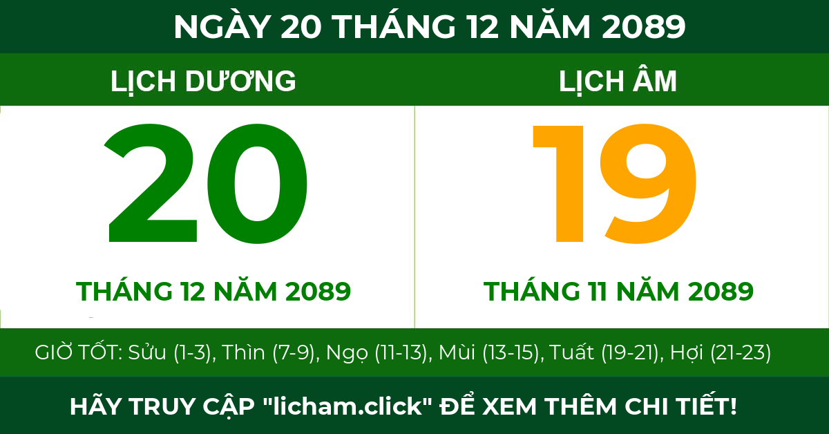 lịch âm ngày 20 tháng 12 năm 2089