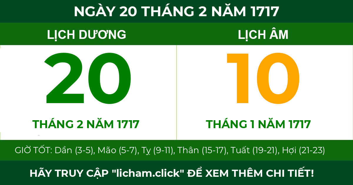 lịch âm ngày 20 tháng 2 năm 1717