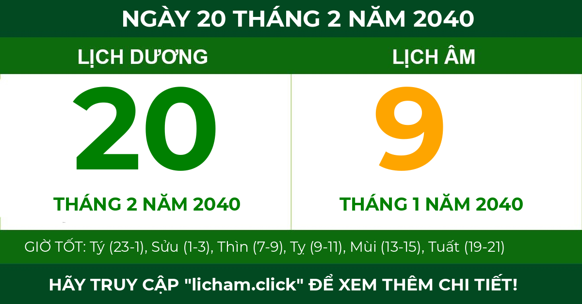 lịch âm ngày 20 tháng 2 năm 2040