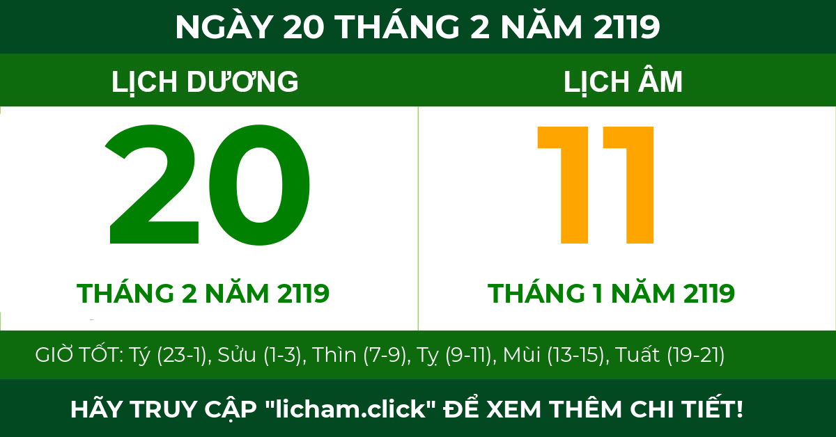 lịch âm ngày 20 tháng 2 năm 2119
