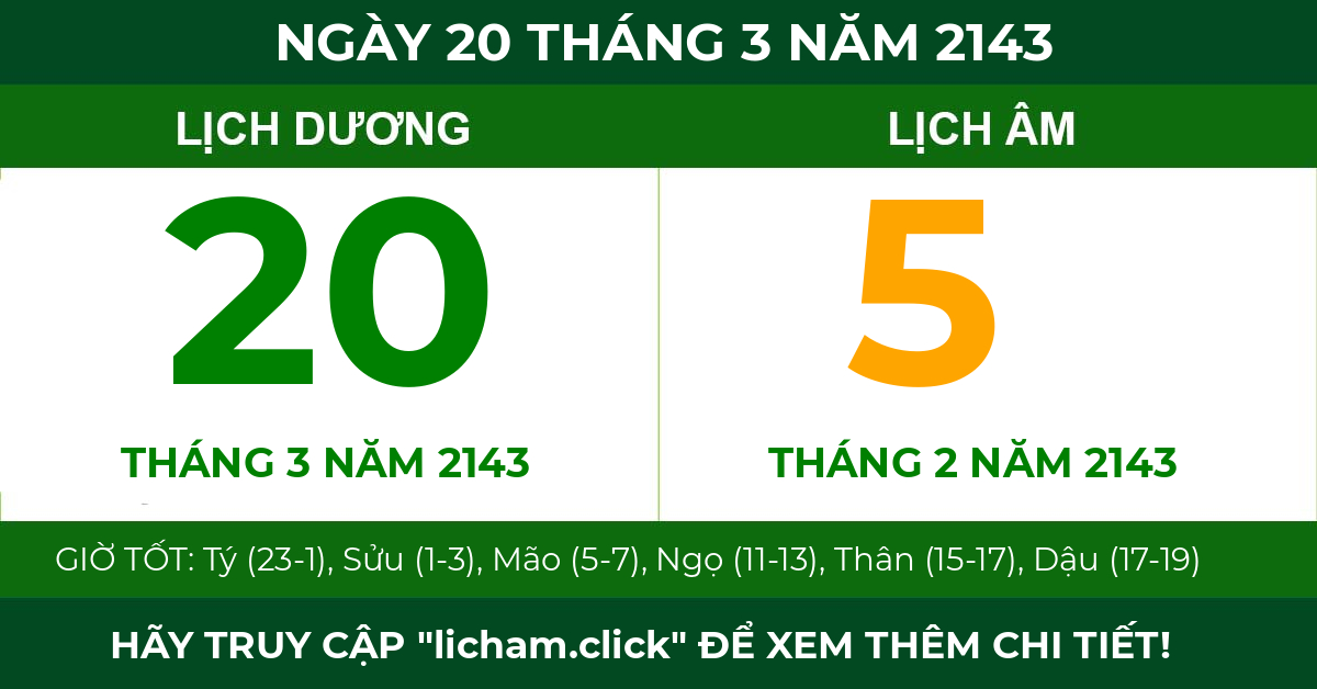 lịch âm ngày 20 tháng 3 năm 2143