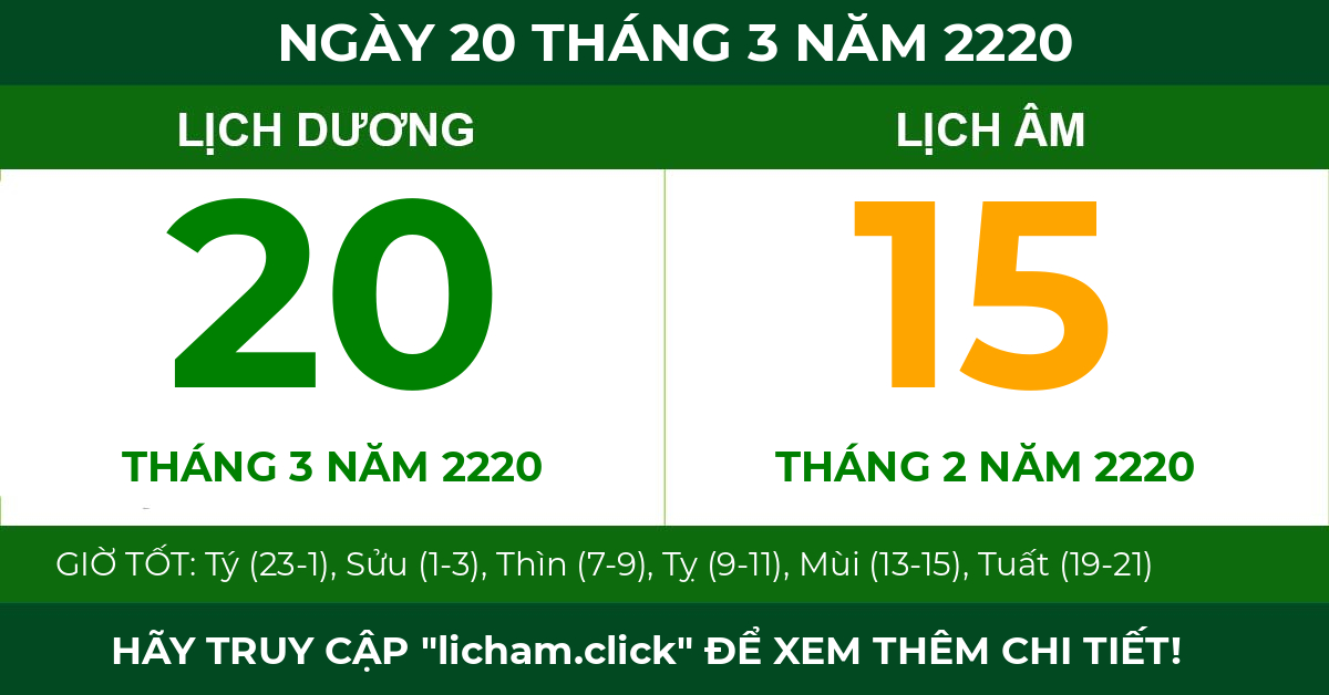 lịch âm ngày 20 tháng 3 năm 2220