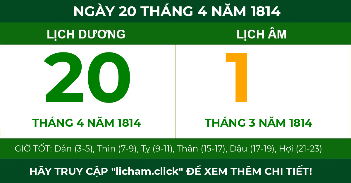 lịch âm ngày 20 tháng 4 năm 1814