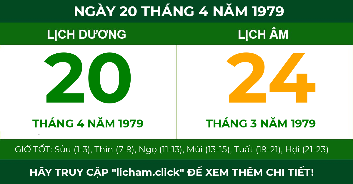 lịch âm ngày 20 tháng 4 năm 1979