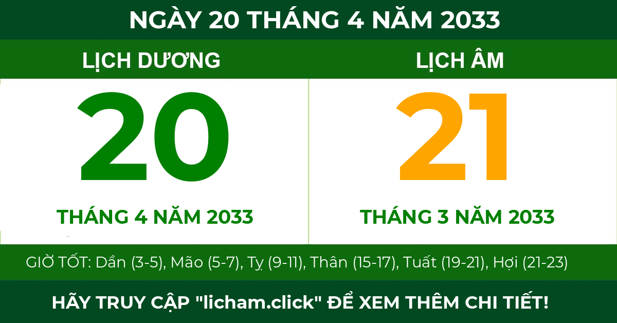 lịch âm ngày 20 tháng 4 năm 2033