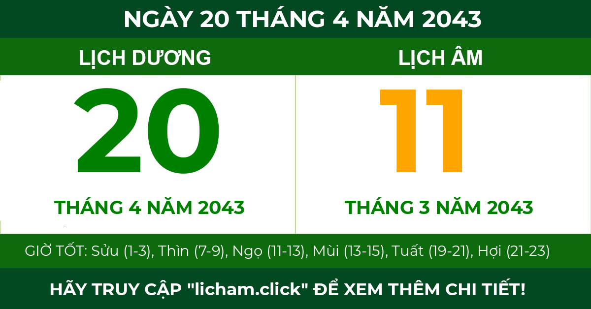 lịch âm ngày 20 tháng 4 năm 2043