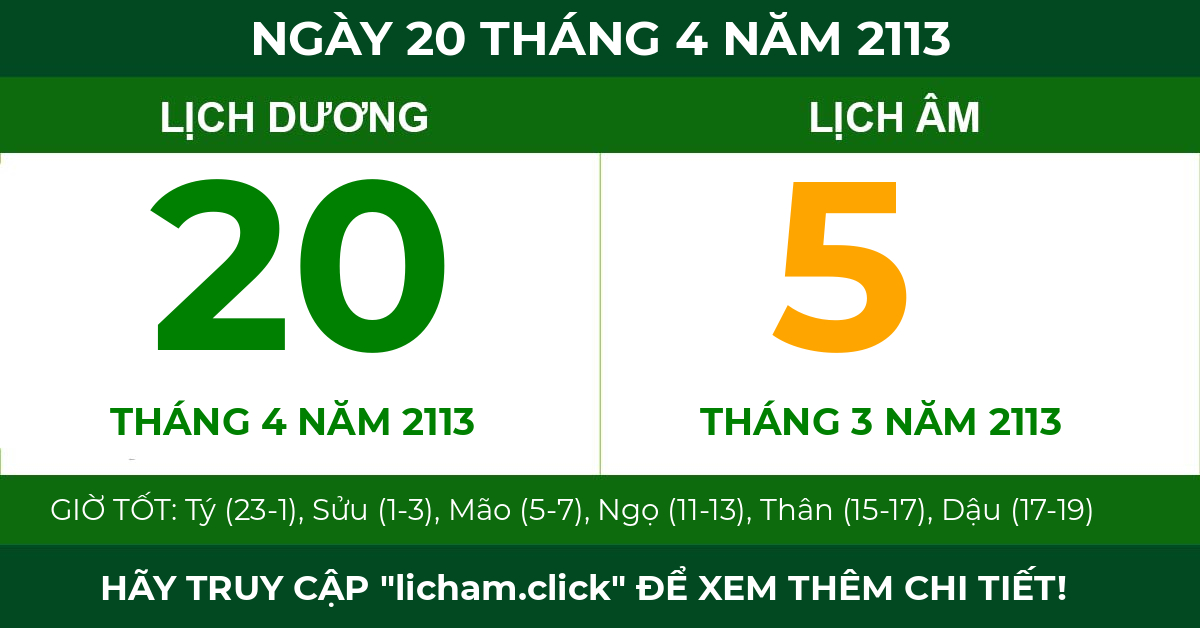 lịch âm ngày 20 tháng 4 năm 2113