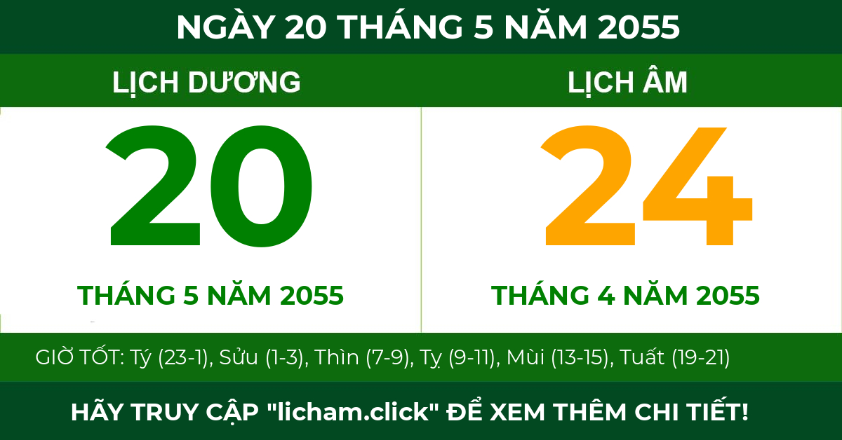 lịch âm ngày 20 tháng 5 năm 2055