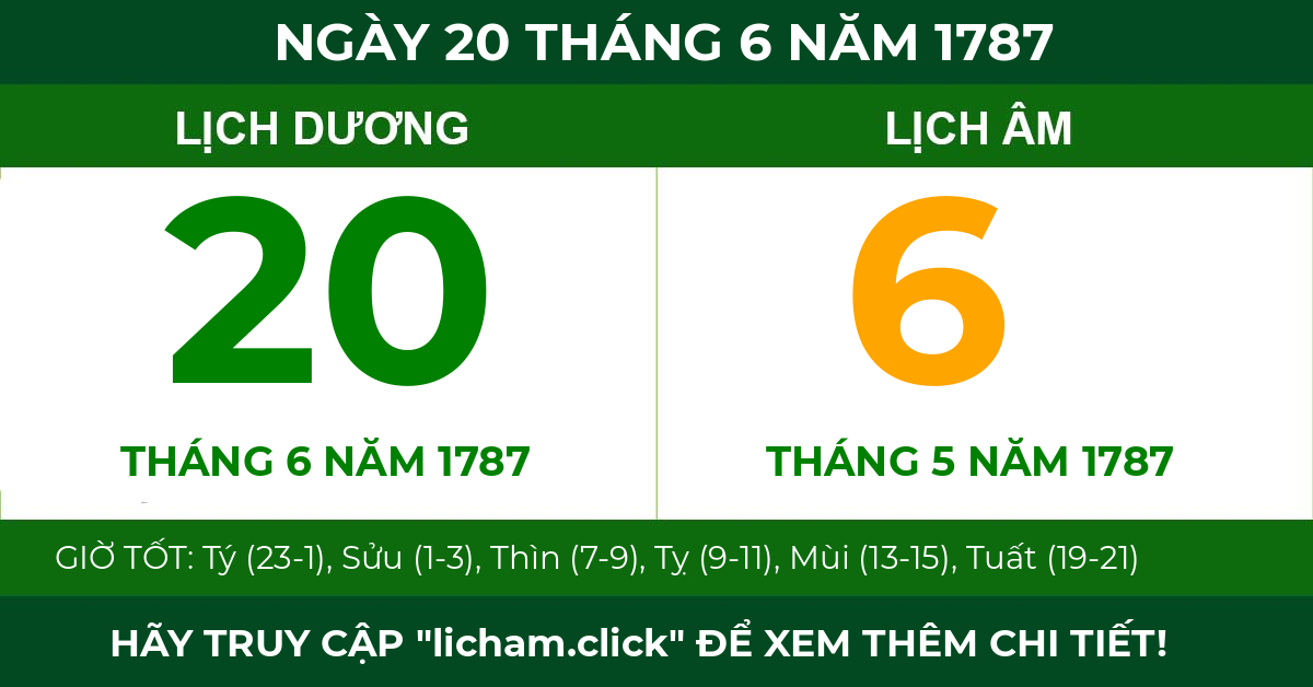 lịch âm ngày 20 tháng 6 năm 1787
