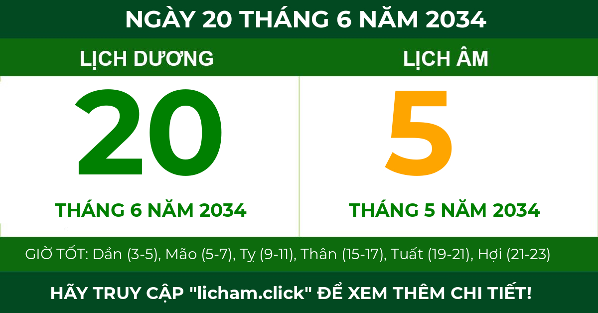 lịch âm ngày 20 tháng 6 năm 2034