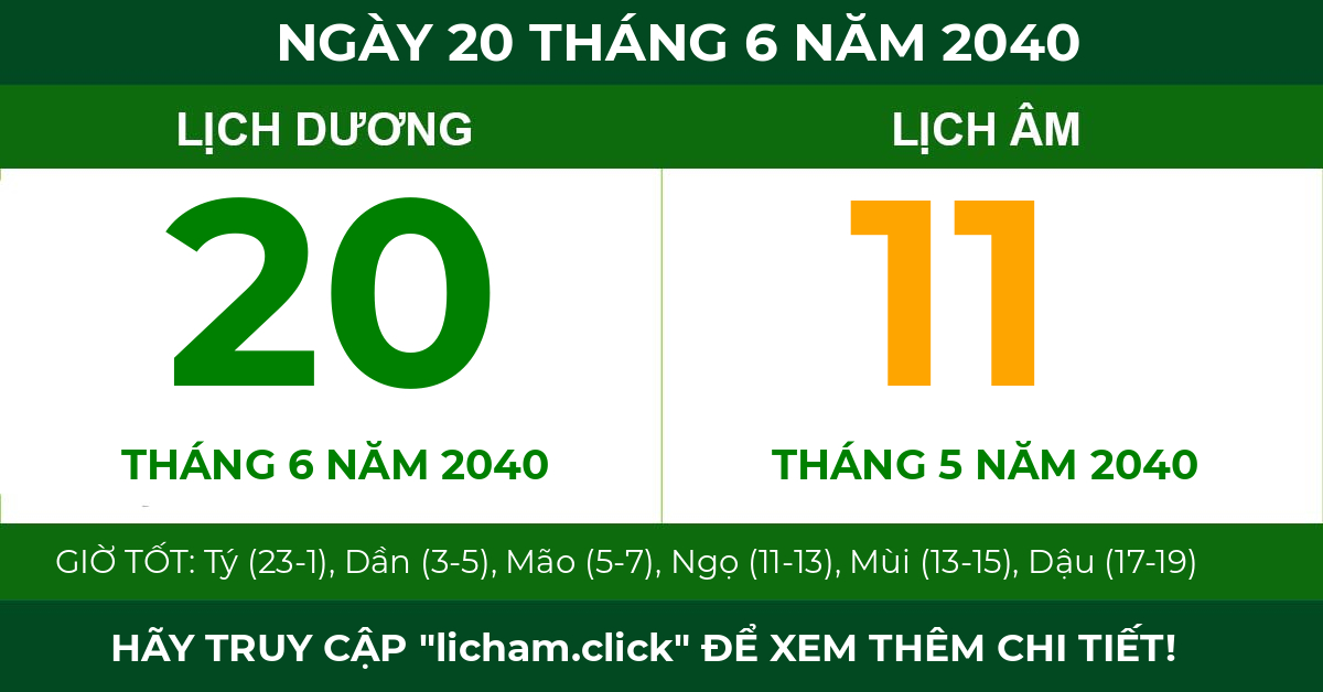 lịch âm ngày 20 tháng 6 năm 2040
