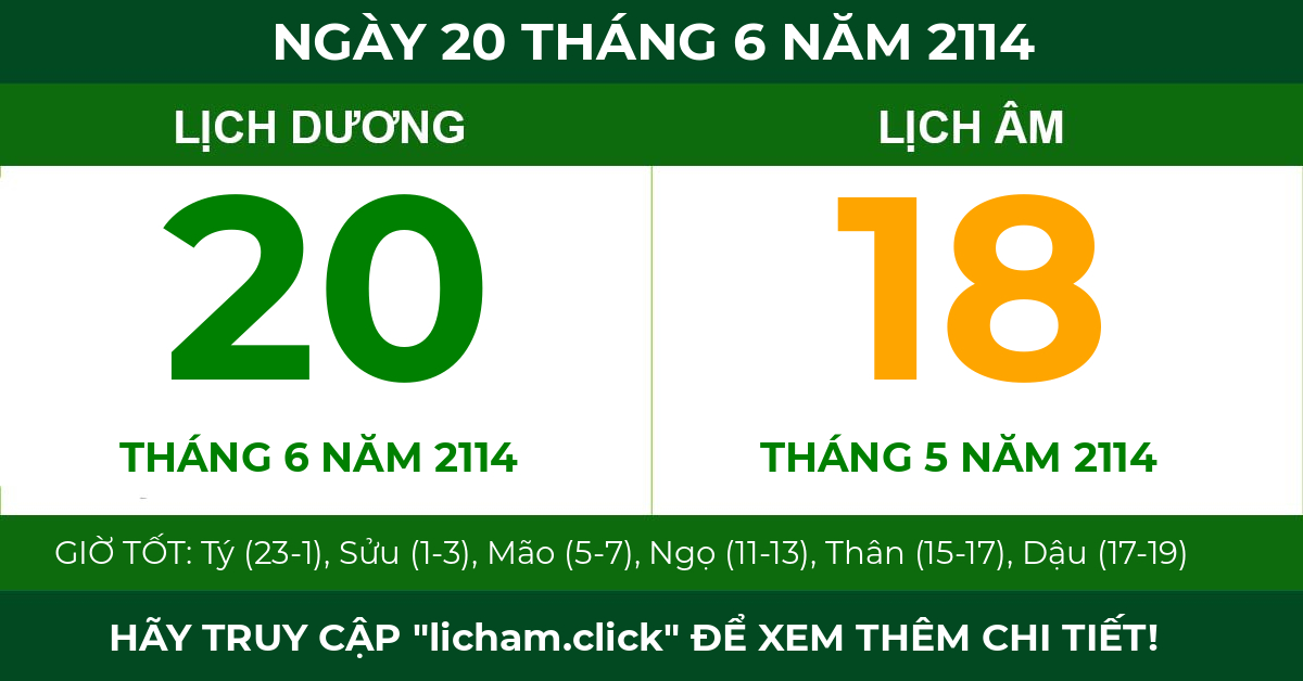 lịch âm ngày 20 tháng 6 năm 2114