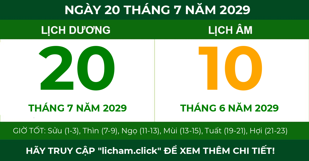 lịch âm ngày 20 tháng 7 năm 2029
