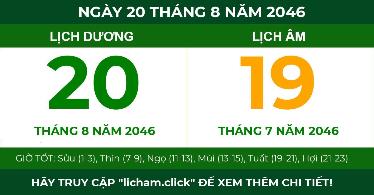 lịch âm ngày 20 tháng 8 năm 2046