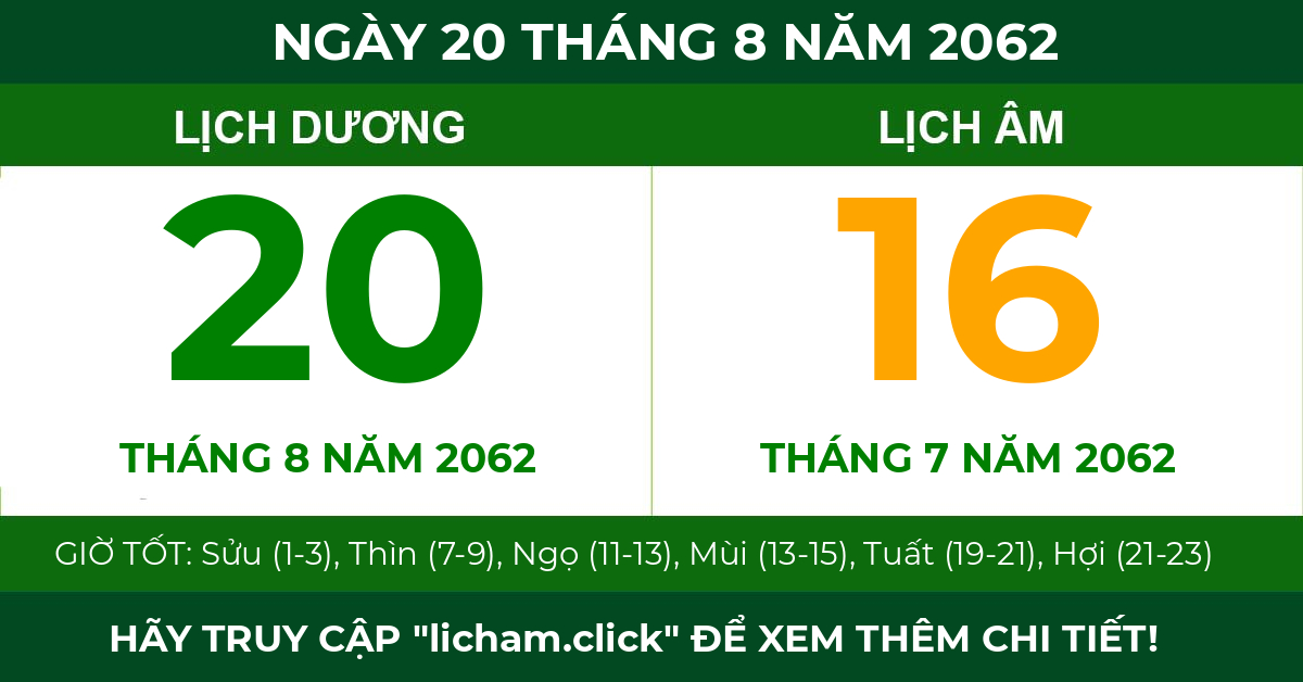 lịch âm ngày 20 tháng 8 năm 2062