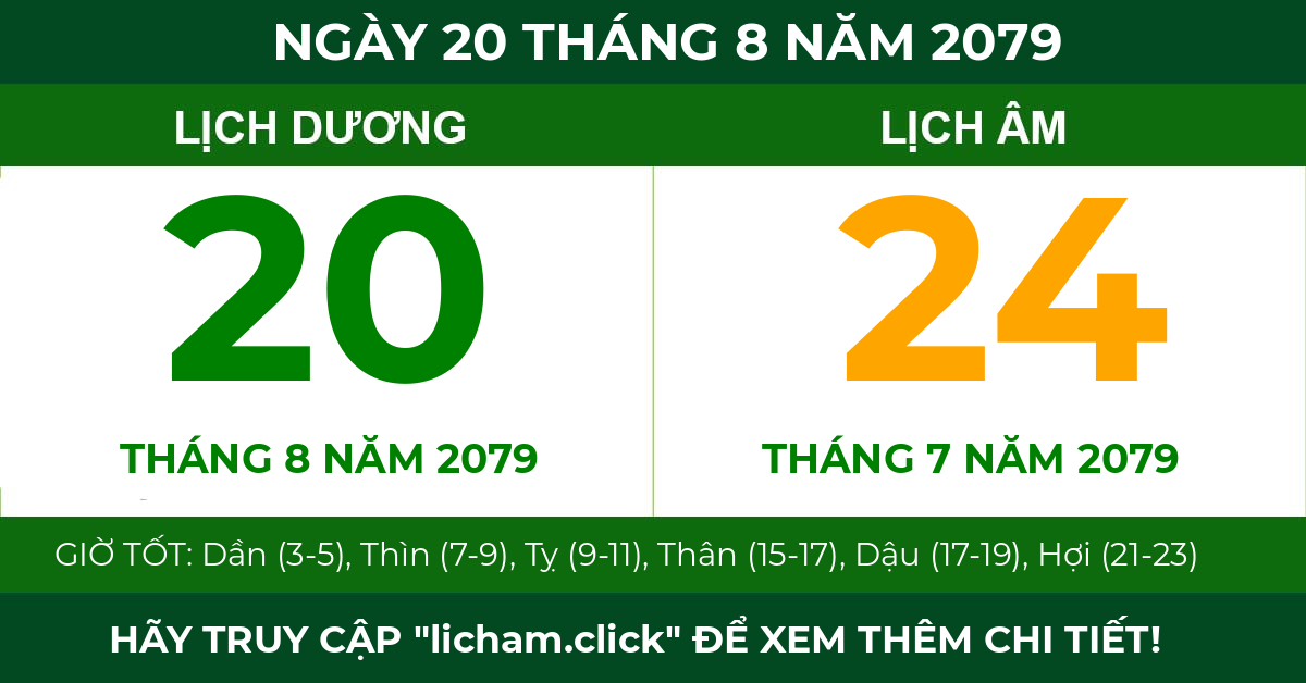 lịch âm ngày 20 tháng 8 năm 2079