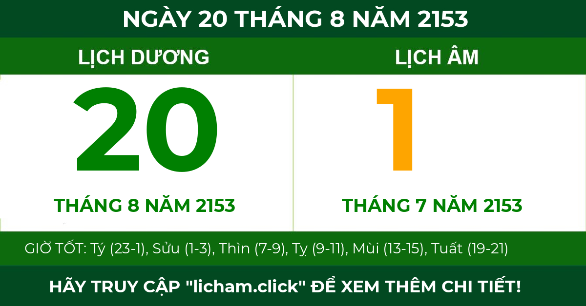 lịch âm ngày 20 tháng 8 năm 2153