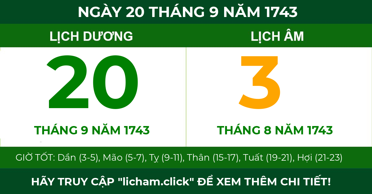 lịch âm ngày 20 tháng 9 năm 1743