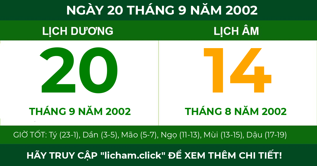 lịch âm ngày 20 tháng 9 năm 2002