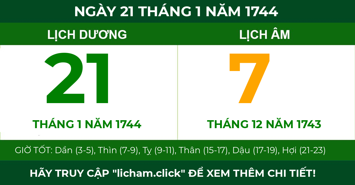 lịch âm ngày 21 tháng 1 năm 1744