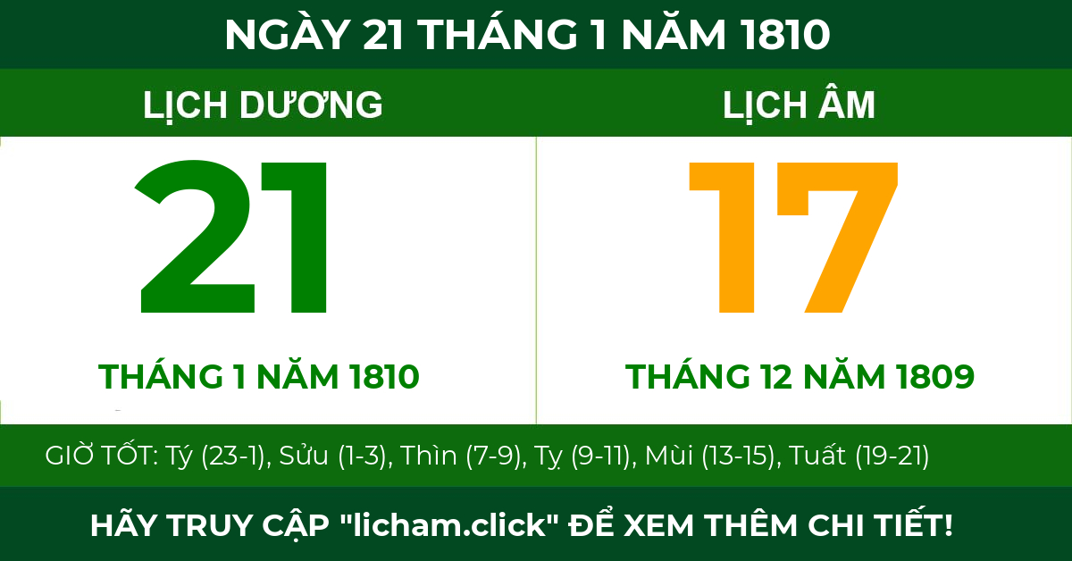 lịch âm ngày 21 tháng 1 năm 1810