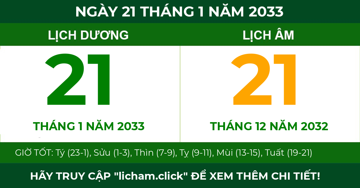 lịch âm ngày 21 tháng 1 năm 2033