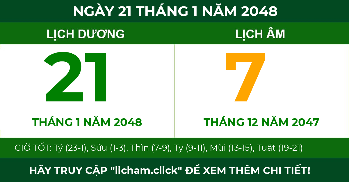 lịch âm ngày 21 tháng 1 năm 2048