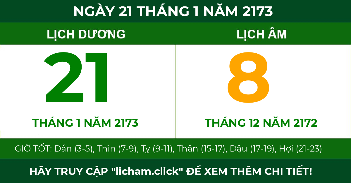 lịch âm ngày 21 tháng 1 năm 2173