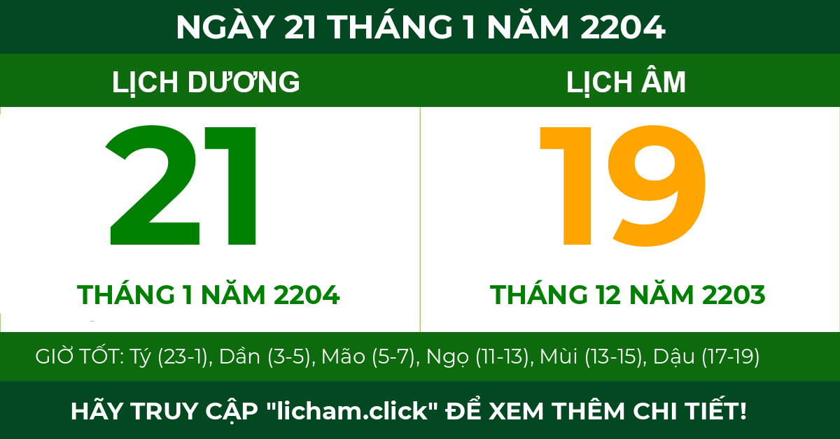 lịch âm ngày 21 tháng 1 năm 2204
