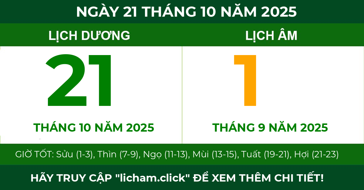 lịch âm ngày 21 tháng 10 năm 2025